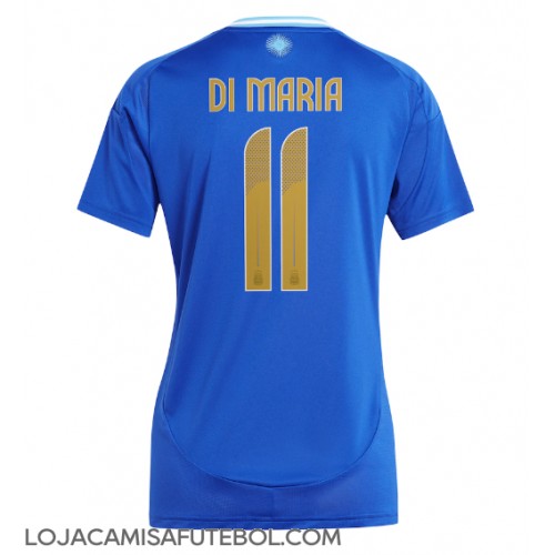 Camisa de Futebol Argentina Angel Di Maria #11 Equipamento Secundário Mulheres Copa America 2024 Manga Curta